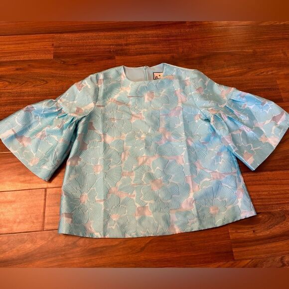 Tuckernuck Cyan Fil Coupe Harper Bell Sleeve Blouse NWT - Picture 1 of 6